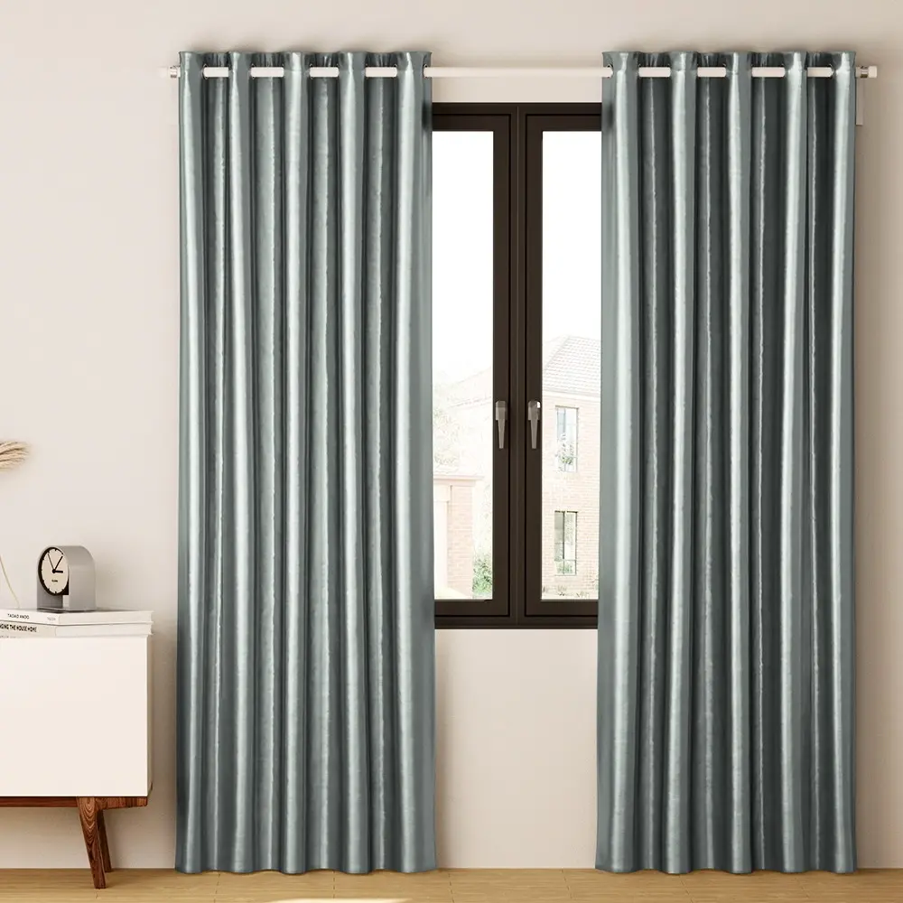 Artiss 2X Blockout Curtains Eyelet 300x230cm Grey Shine - Home & Garden