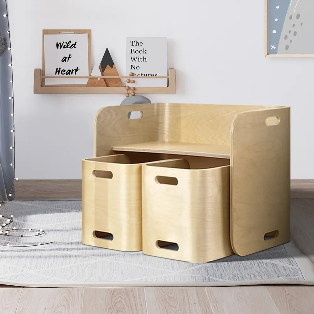 Keezi 3PCS Kids Table and Chairs Set Multifunctional Storage Desk - Up to 70% Off Kids & Baby Furniture