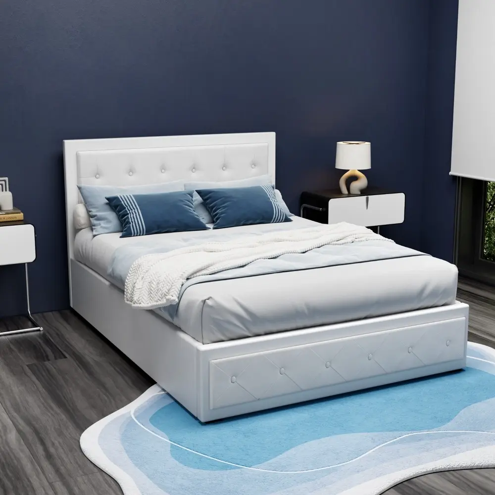 Artiss Bed Frame Double Size Gas Lift White TIYO - Furniture