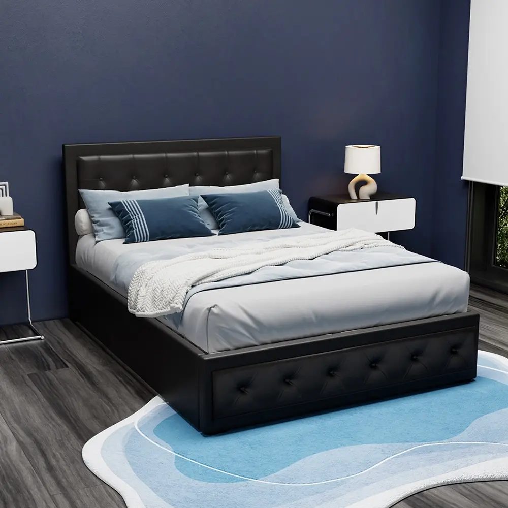 Artiss Bed Frame Double Size Gas Lift Black TIYO - Furniture