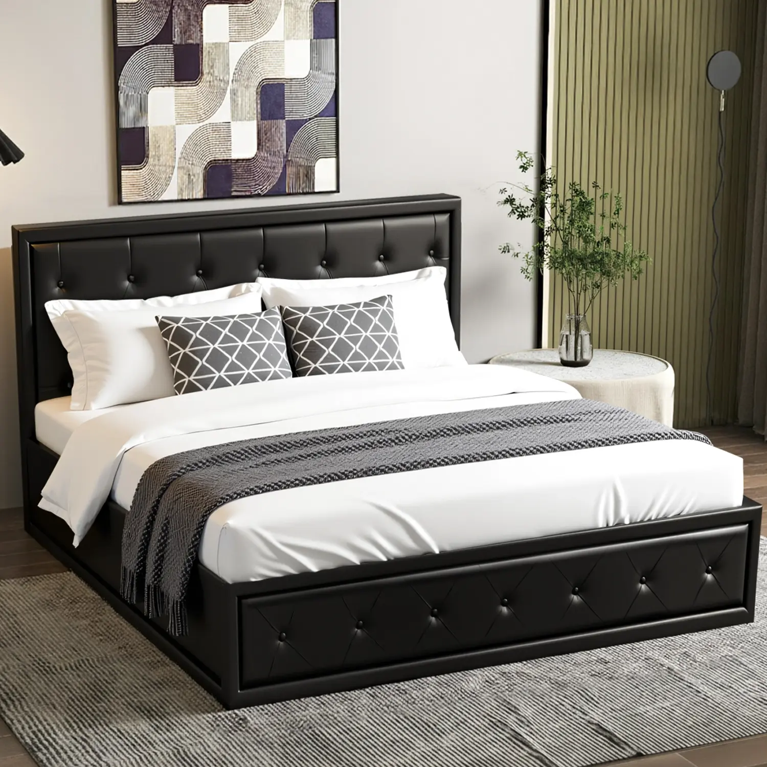 Artiss Bed Frame Queen Size Gas Lift Black TIYO - Top Selling Beds