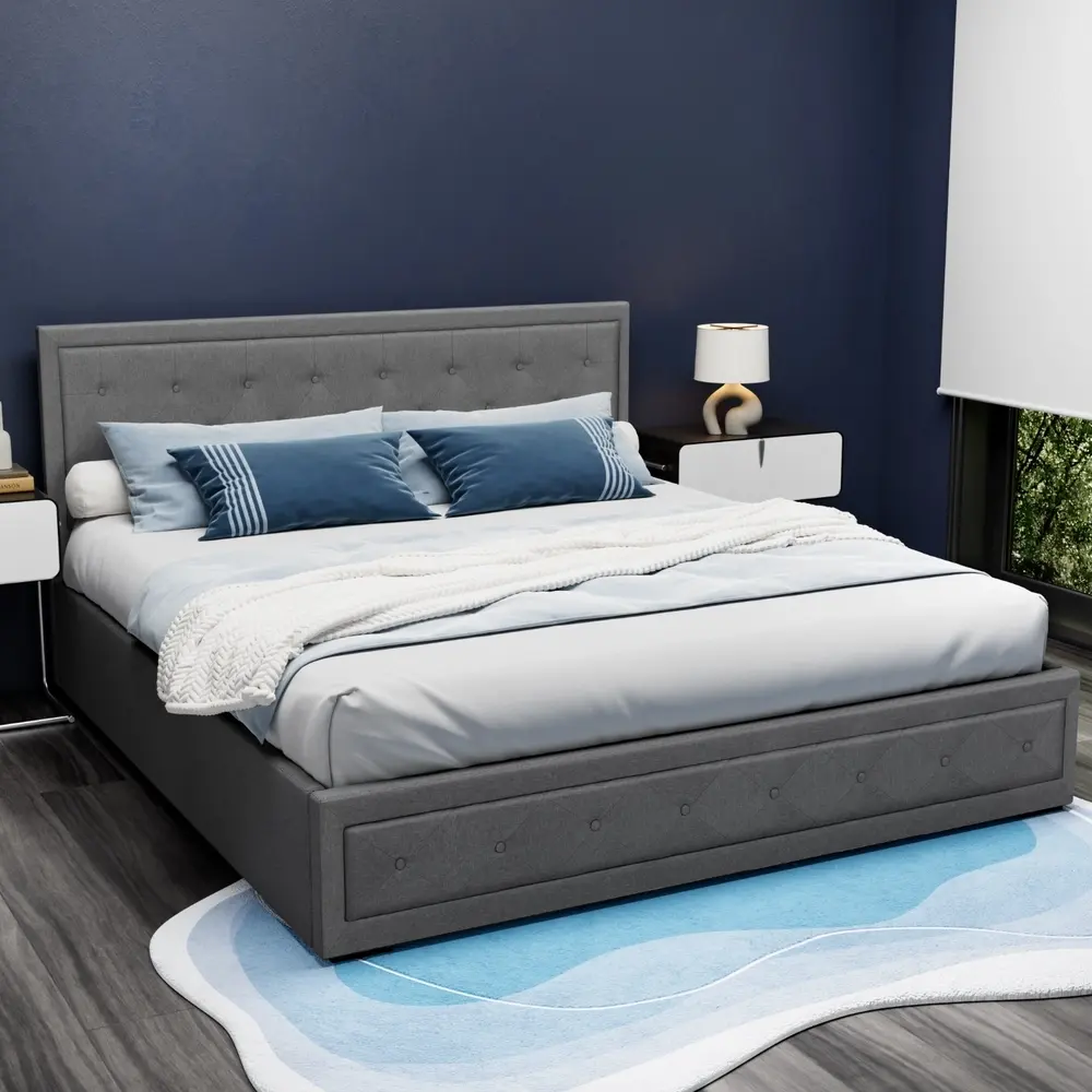 Artiss Bed Frame King Size Gas Lift Grey TIYO - Furniture