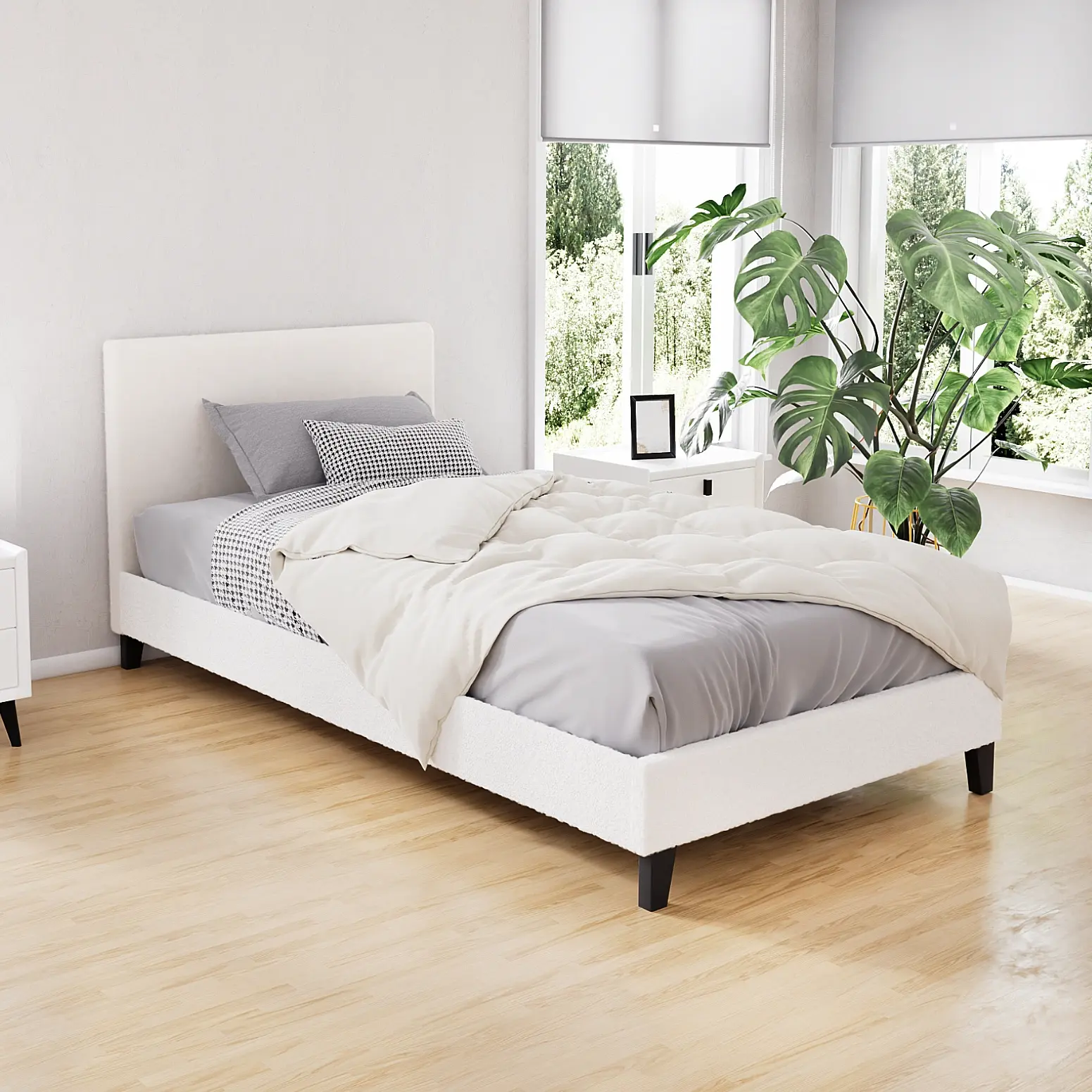 Artiss Bed Frame King Single Size Boucle NEO - Furniture