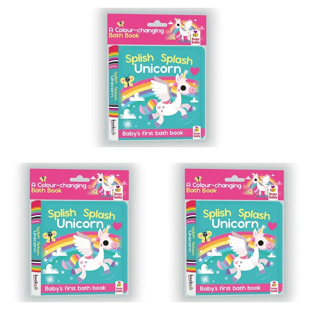 3x Bookoli Bath Book Colour-Changing Magic Unicorns Kids/Children Fun Activity