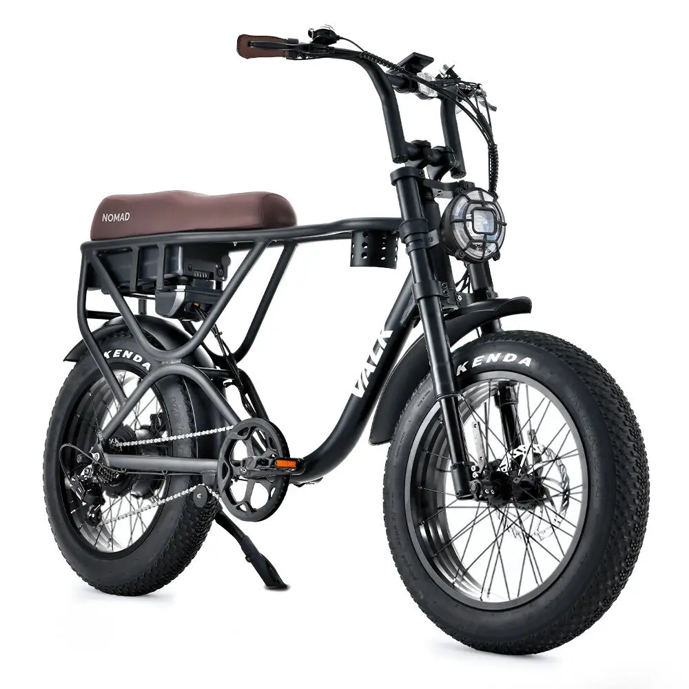 VALK Nomad Electric Fat Tyre Bike, 500W, 45km/hr, Throttle ebike, 20x4" Kenda Tyres, Shimano 7 spd, Suspension, Black - Sports & Outdoor