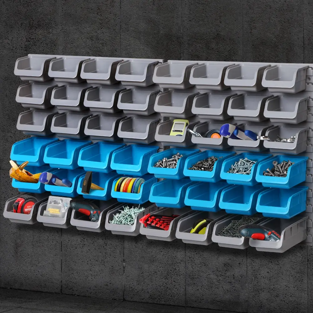 Giantz 48 Storage Bin Rack Wall Mounted Steel Board - Home & Garden