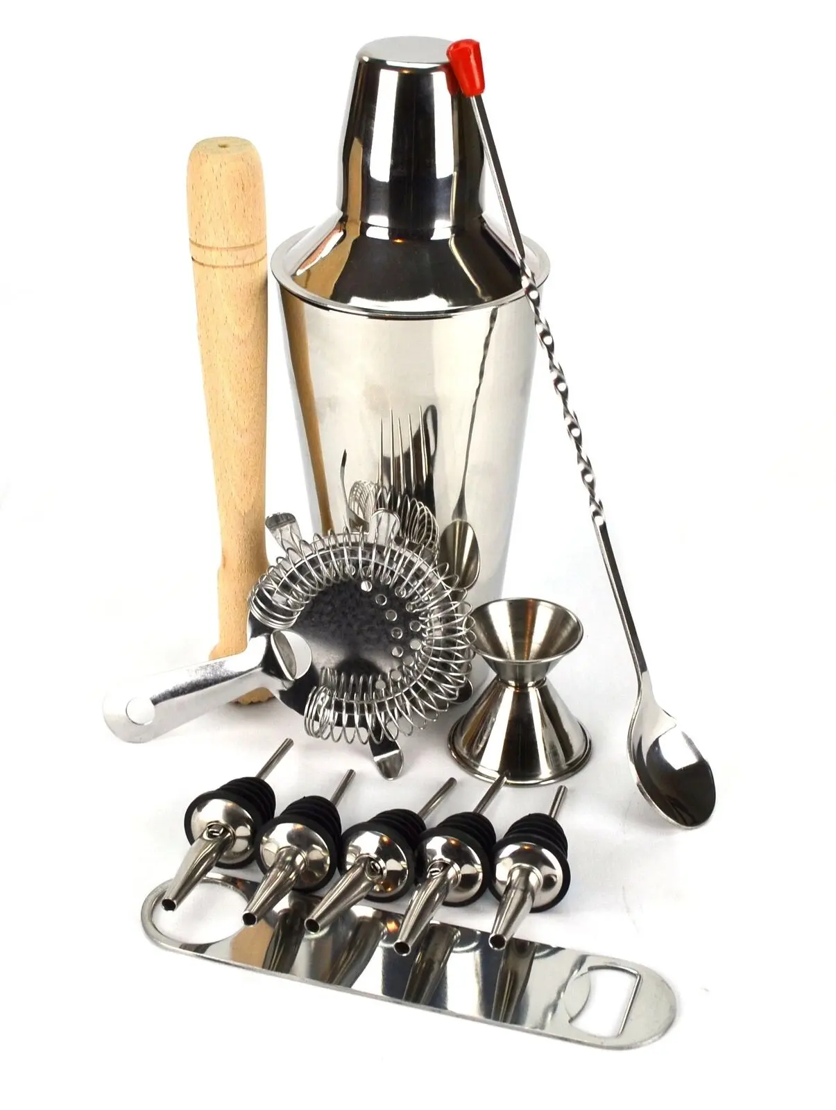 PURPLESPOILZ COCKTAIL SHAKER SET SS WITH DAVIS & WADDELL BAR BOARD - Home & Garden