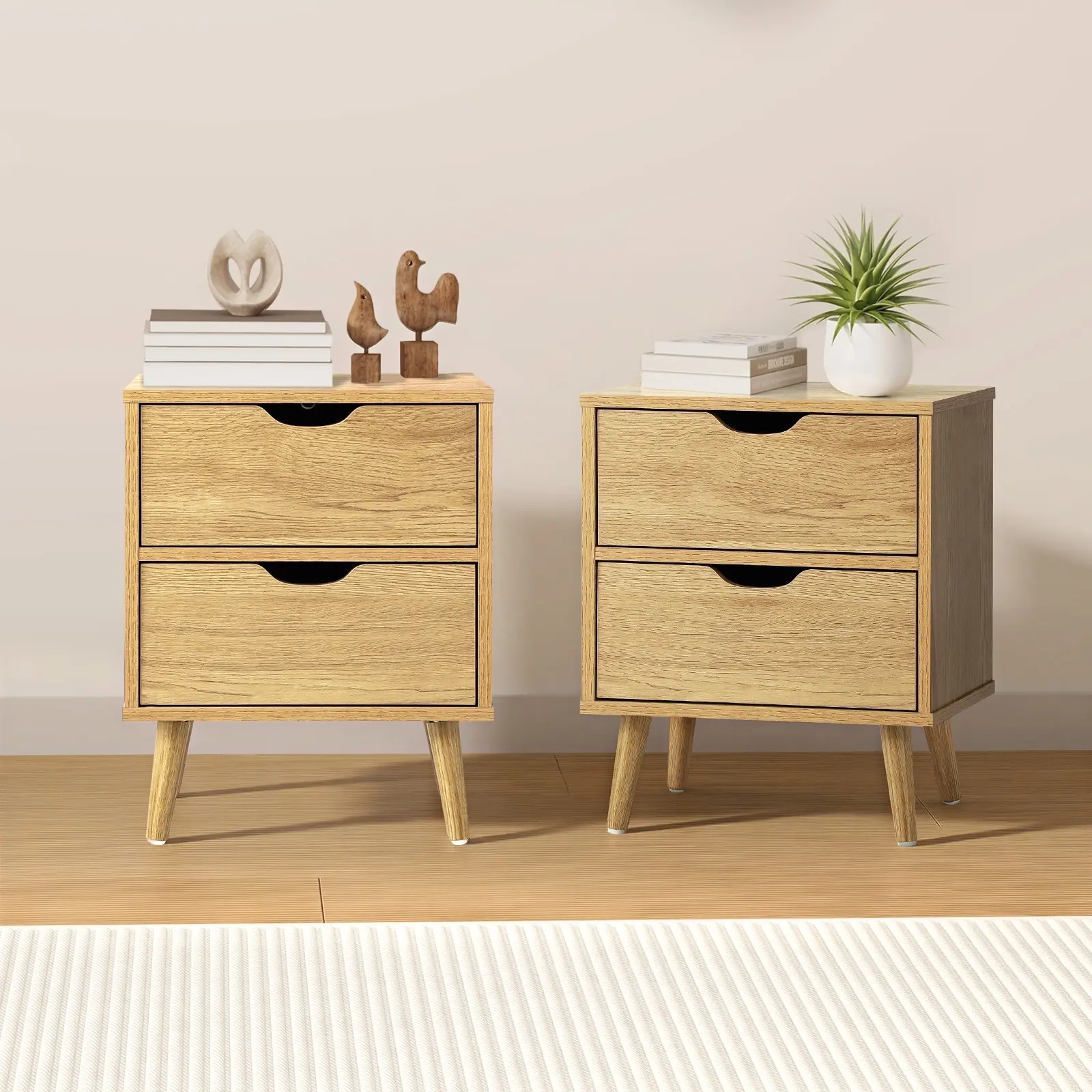 Oikiture 2 X Bedside Tables Side Table Bedroom Furniture Wooden