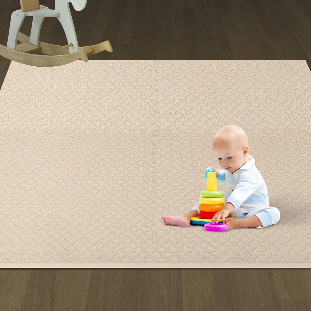 BoPeep EVA Foam Kids Play Mat Floor Kid Crawling Interlocking Home White 60x60 - Baby