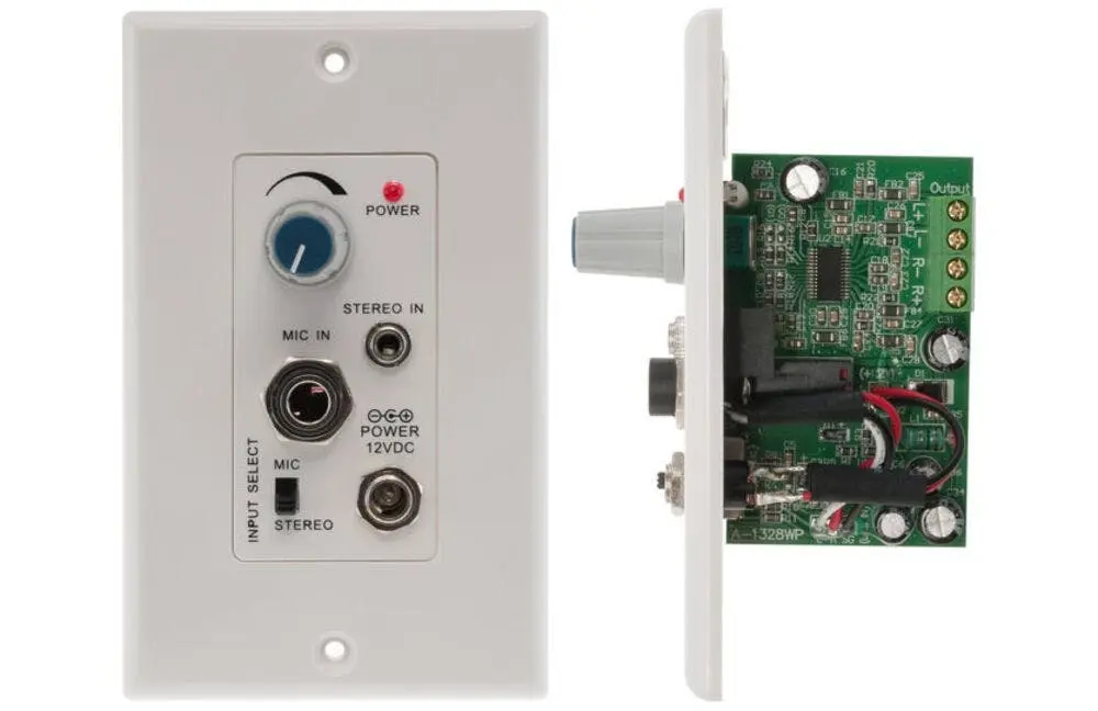 Pro2 PRO1328WP audio Power PA amplifier wall plate 3.5mm line/ microphone input - Electronics