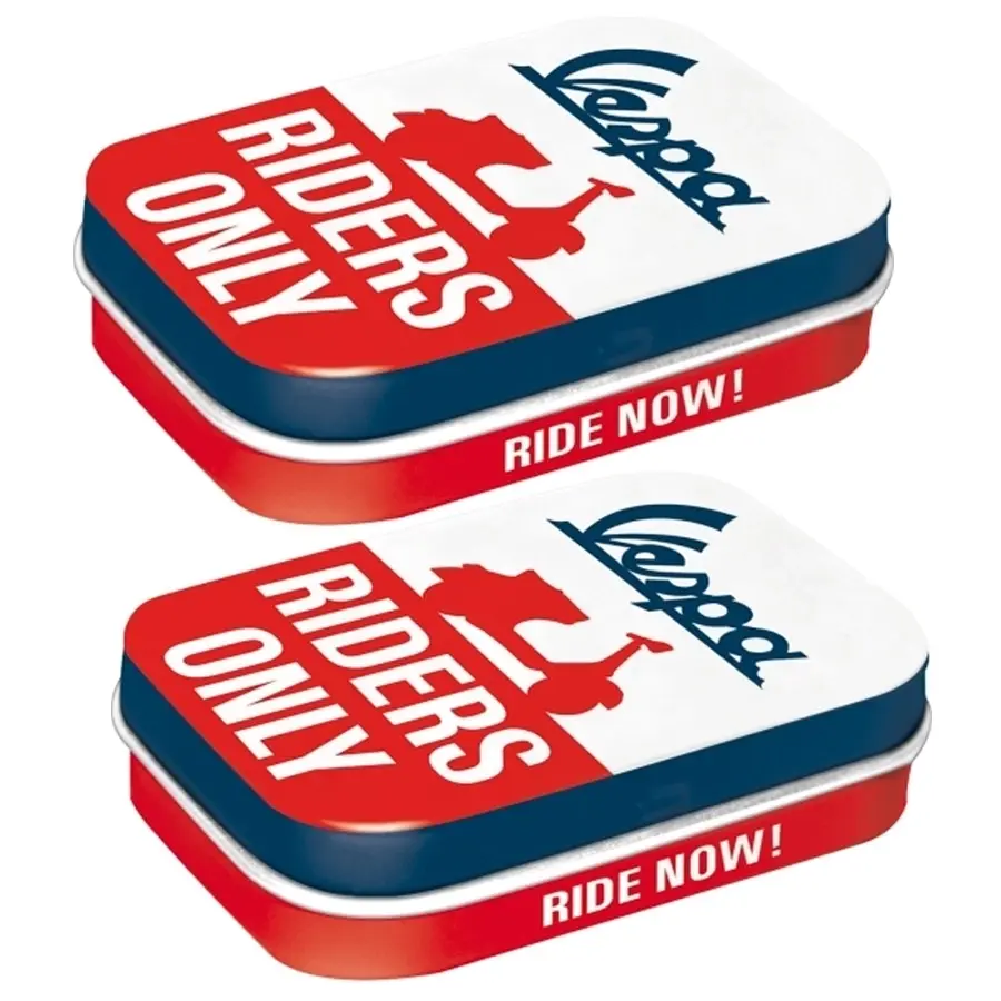 2x Nostalgic Art 6cm Metal Tin Mint Box Vespa Riders Only Fresh Breath Candy - Groceries