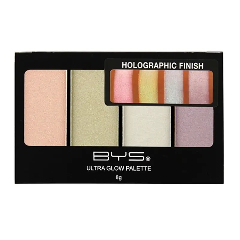 BYS Ultra Glow 8g Palette Holographic Powder Face Makeup Cosmetic w/ 4 Shades - Beauty