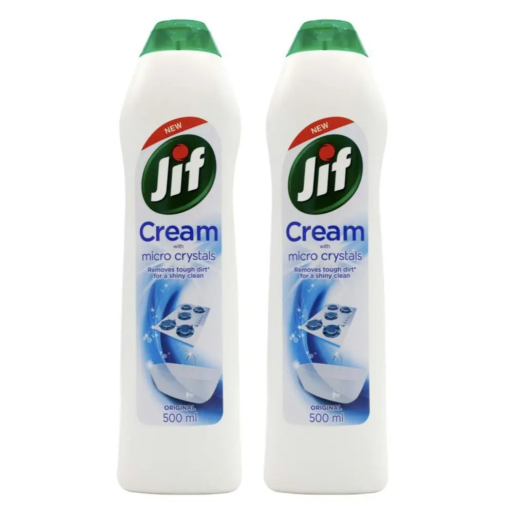 2x Jif 500ml Bathroom/Kitchen Cream Grease/Dirt Micro Crystals Cleanser Original - Home & Garden