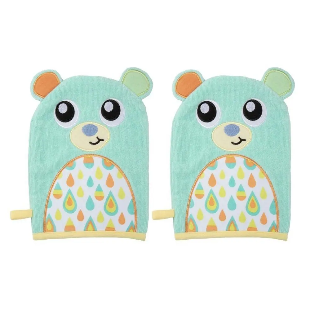 6pc Playgro Friendly Forest Bear Soft Reversible Natural Bath Wash Mitt - Baby