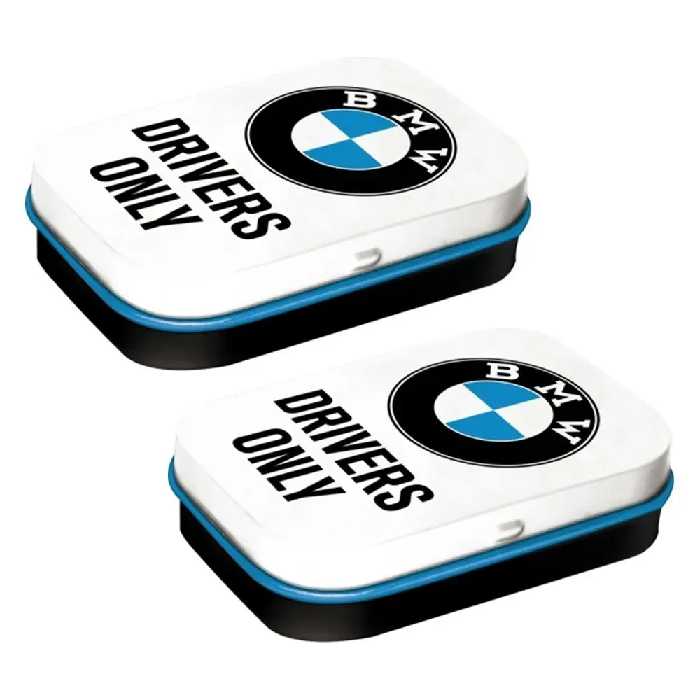 2x Nostalgic Art 6cm Metal Tin Mint Box BMW Drivers Only Fresh Breath Hard Candy - Groceries