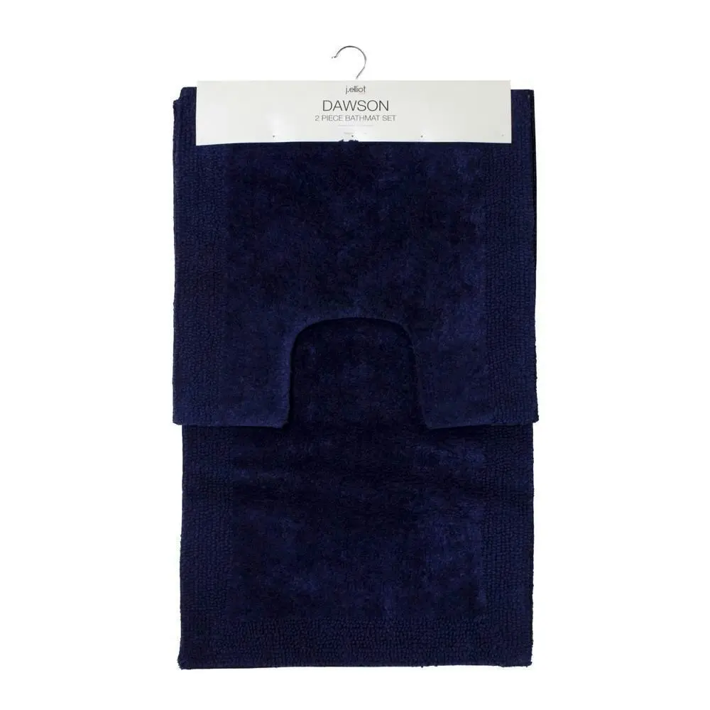 2pc J. Elliot Dawson Cotton Bathmat Home Bathroom/Toilet/Bath Shower Set Navy - Home & Garden