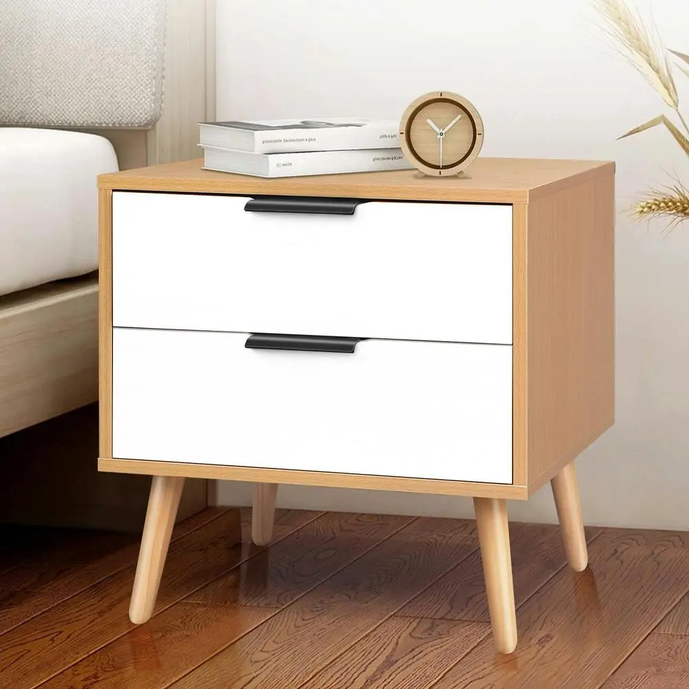 Alfordson Bedside Table Scandinavian Wood White - Furniture