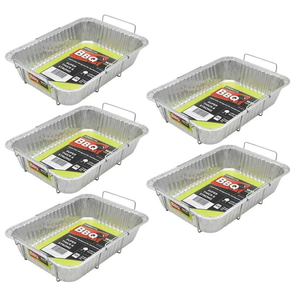5PK Lemon And Lime 37cm Aluminium BBQ Foil Tray Food Container w/Wire Handles SL - Home & Garden