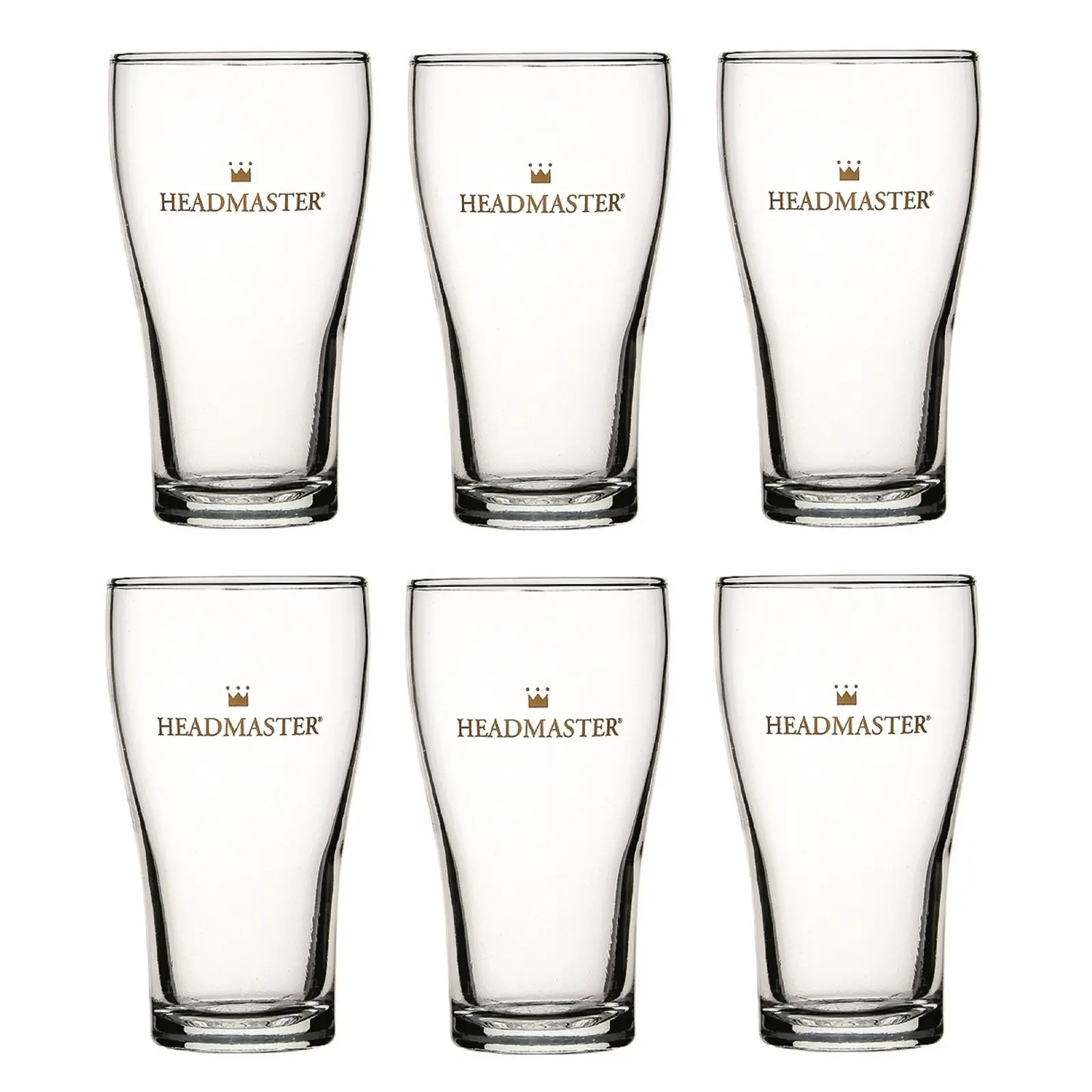 HEADMASTER CROWN NUCLEATED BEER SCHOONER GLASSES 285ml - Set of 6