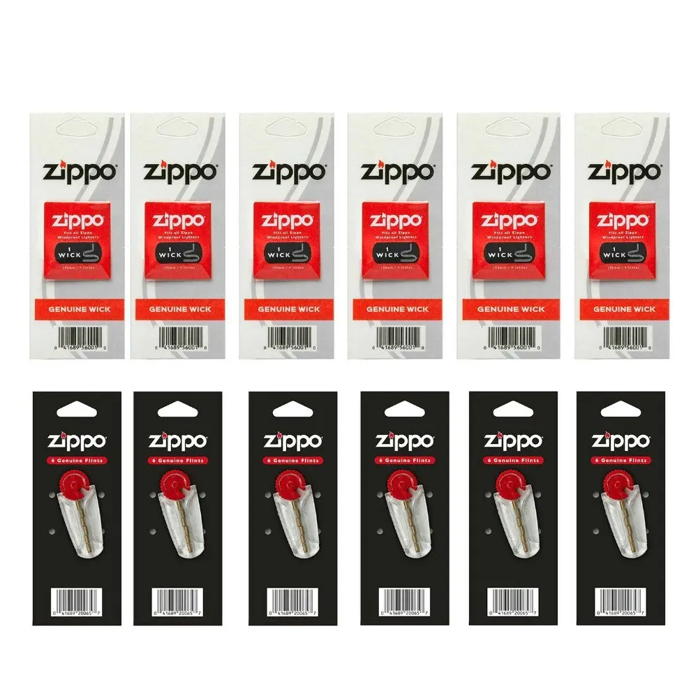 Zippo Lighter 6 x Flints & 6 x Wicks | Total 36 Flints + 6 Wicks - Sports & Outdoor