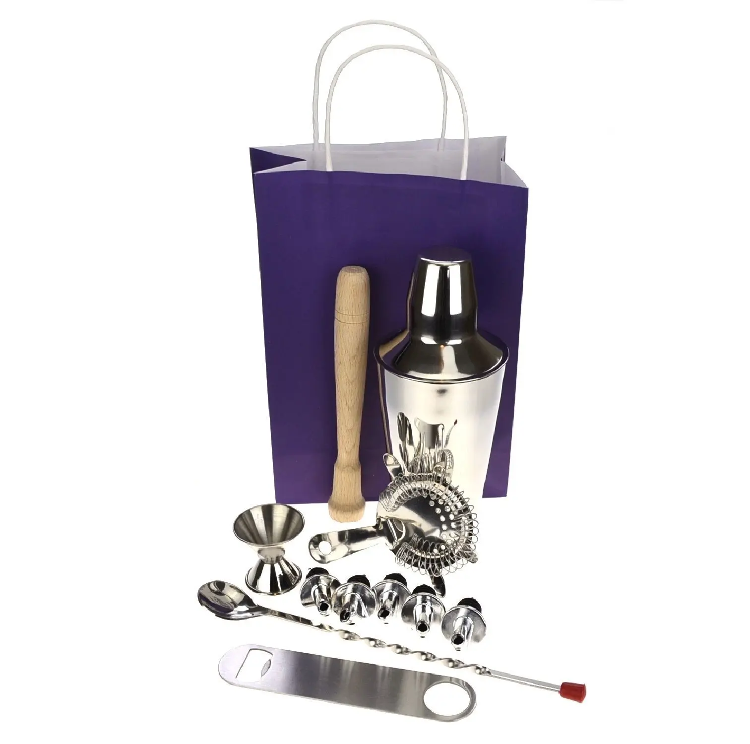 PURPLESPOILZ 10 PIECE COCKTAIL SHAKER SET CP - WITH FREE BAR BLADE