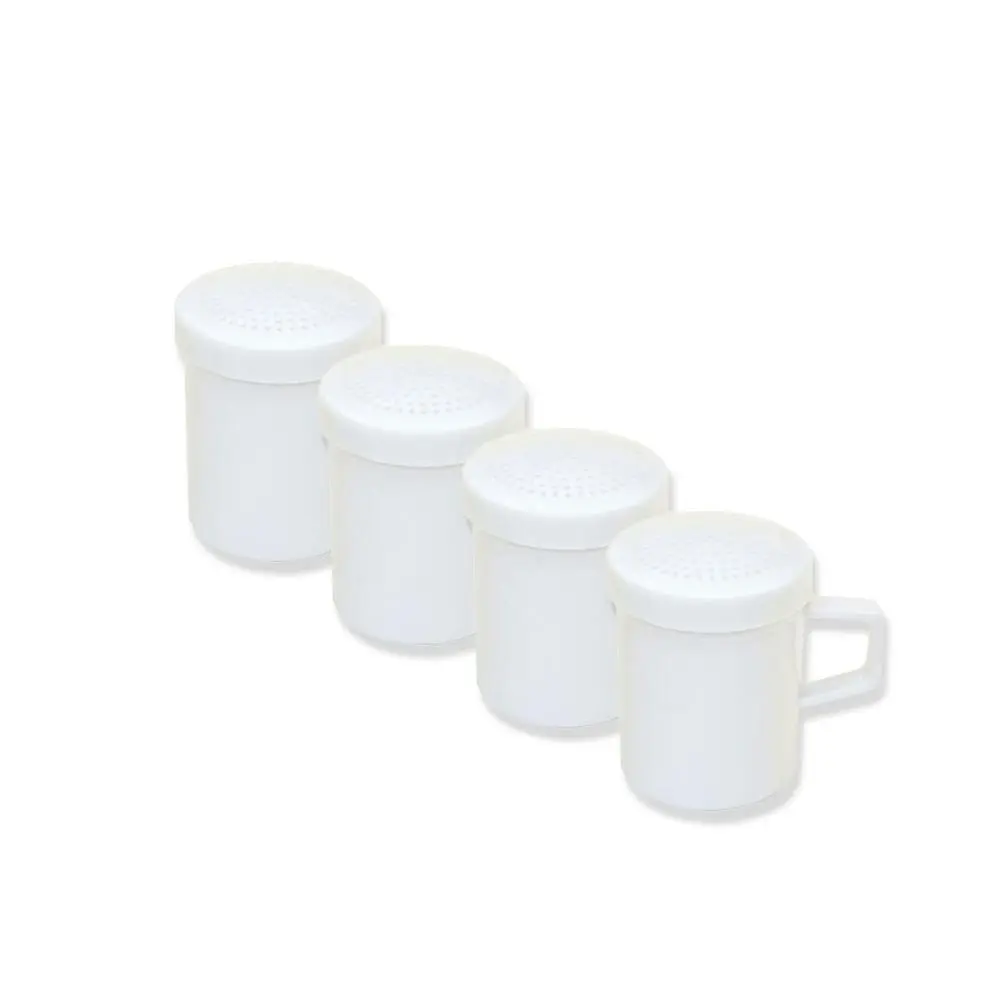4x Cuisena Plastic 200ml Kitchen Shaker Flour/Icing Sugar Container w/Handle WHT - Home & Garden