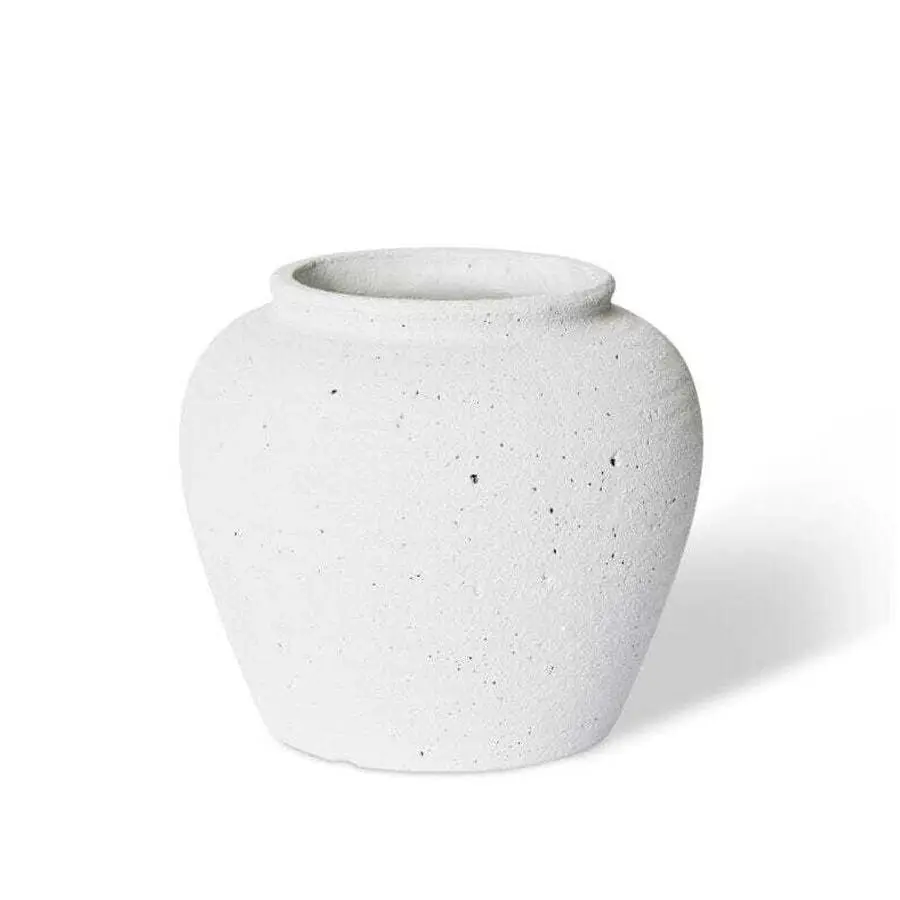 E Style Bexley 34cm Ceramic Plant Pot Round Home Decorative Planter White - Home & Garden