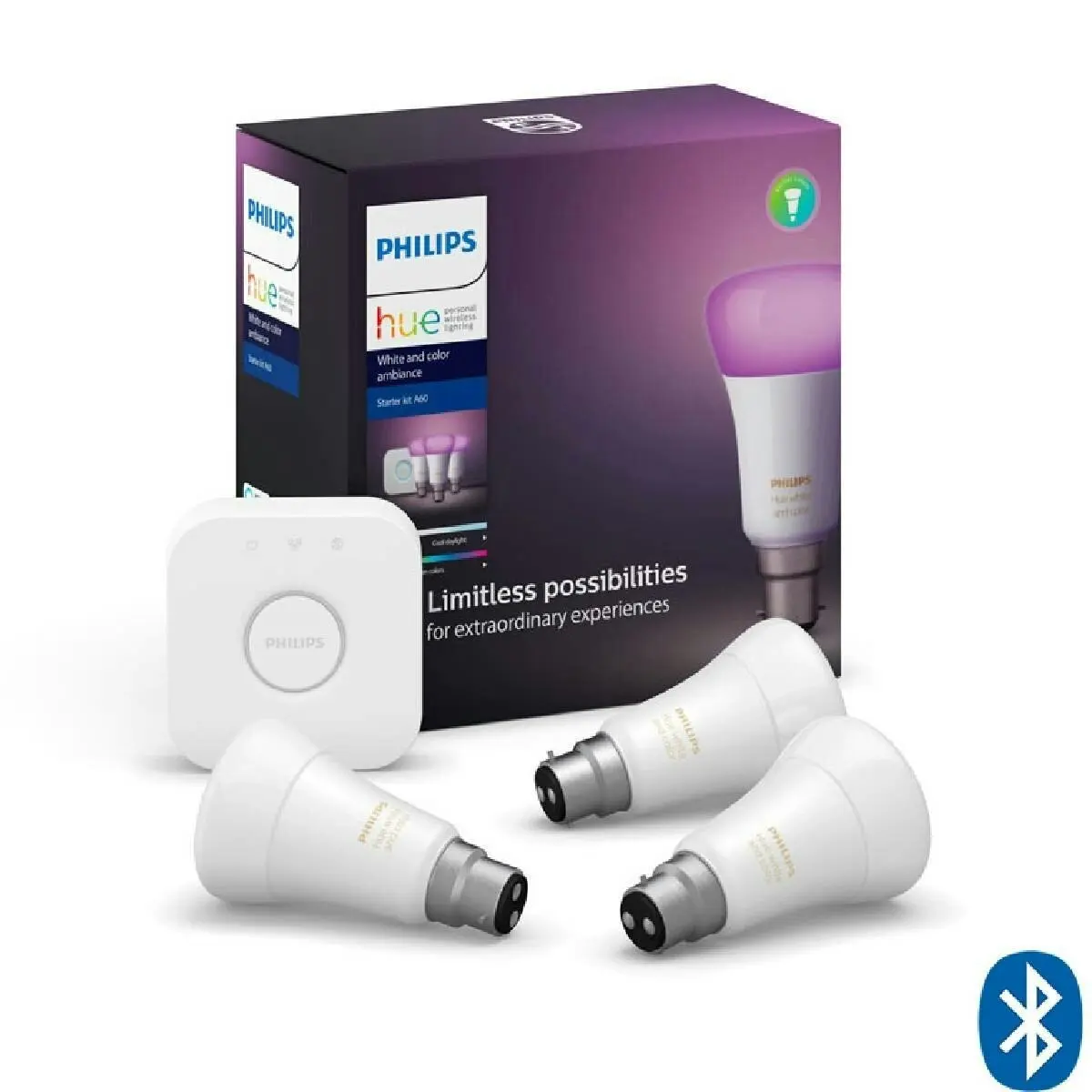 Philips Hue White Colour Ambiance B22 Starter Kit With Bluetooth - Home & Garden