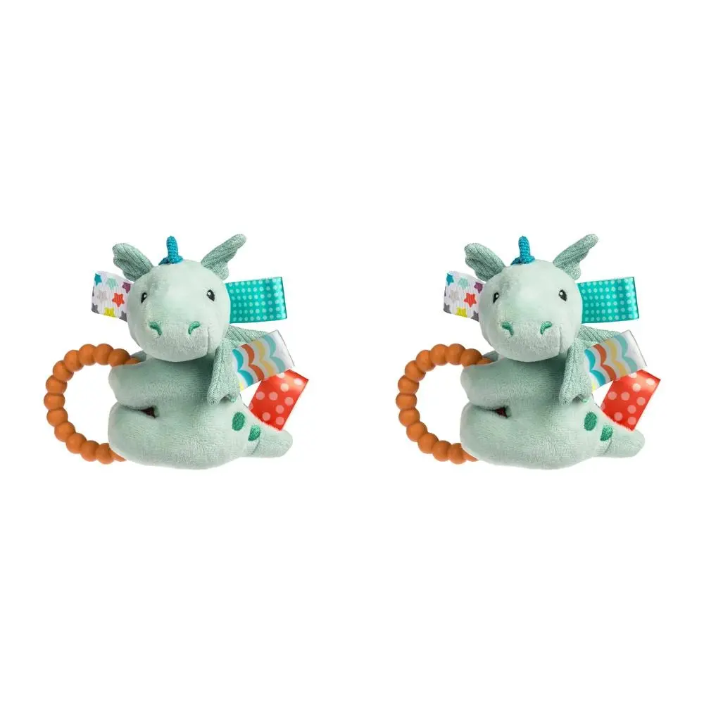 2x Mary Meyer Taggies Drax Dragon 13cm Teether Rattle Toy Baby Kids 0+ Green