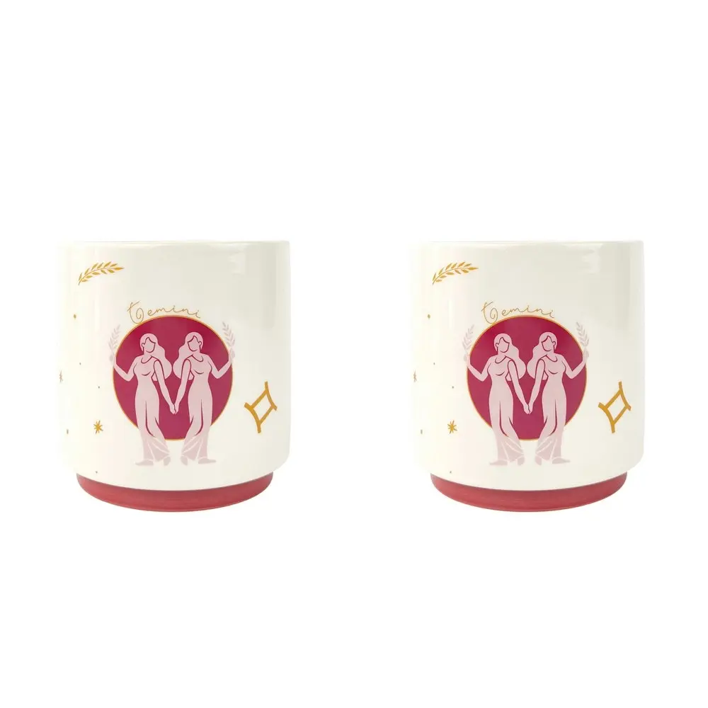 2x Urban Gemini Zodiac 13cm Ceramic Planter Flower/Plant Pot Decor Small Purple - Home & Garden