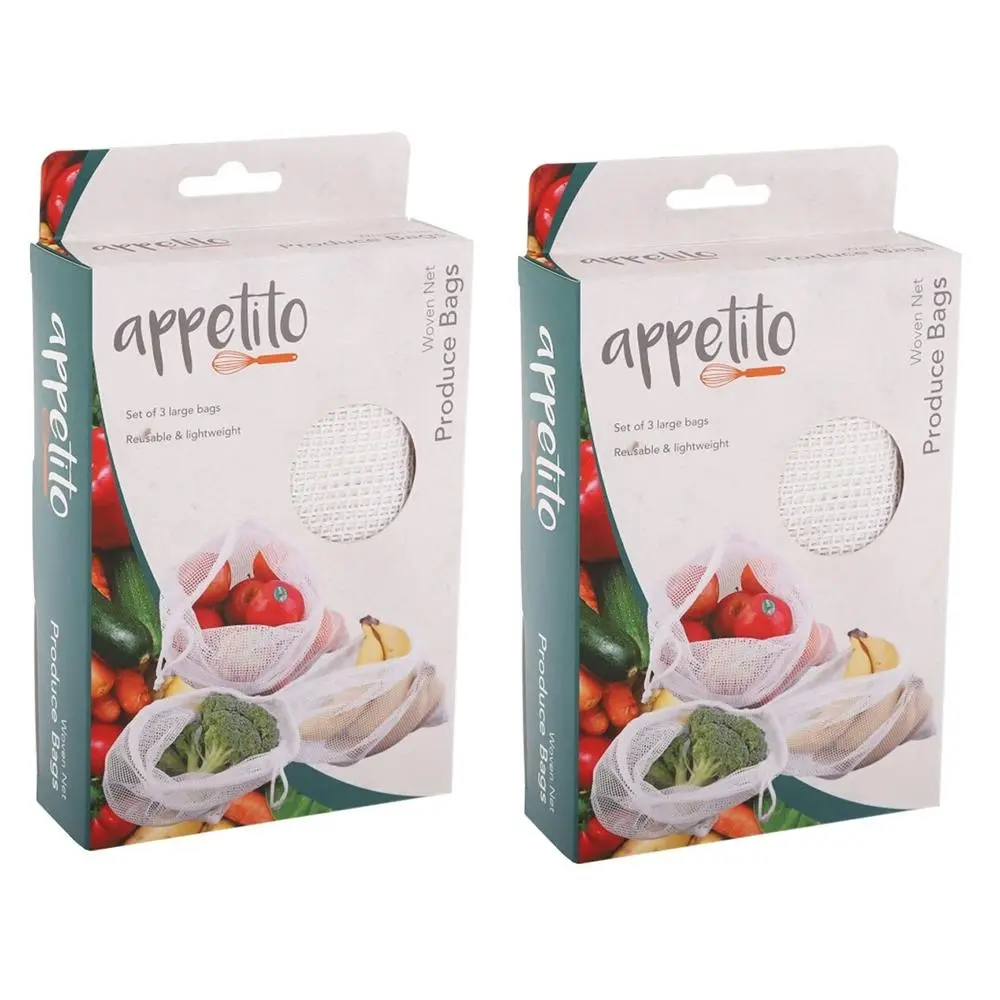 6x Appetito Woven Net Produce Reusable Food Storage Fruit/Vegetable Mesh Bags - Home & Garden
