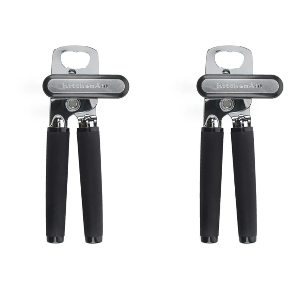 2x KitchenAid Stainless Steel Lid Can Opener Bottle Cap Remover 21x9cm Black - Home & Garden