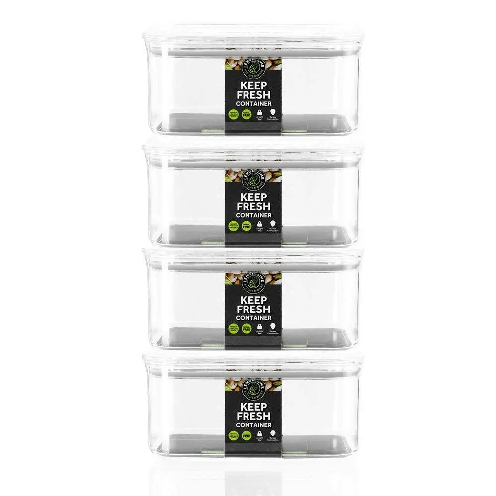 4x Lemon & Lime 850ml Keep Fresh Storer Food Container Rectangle Storage w/ Lid - Home & Garden