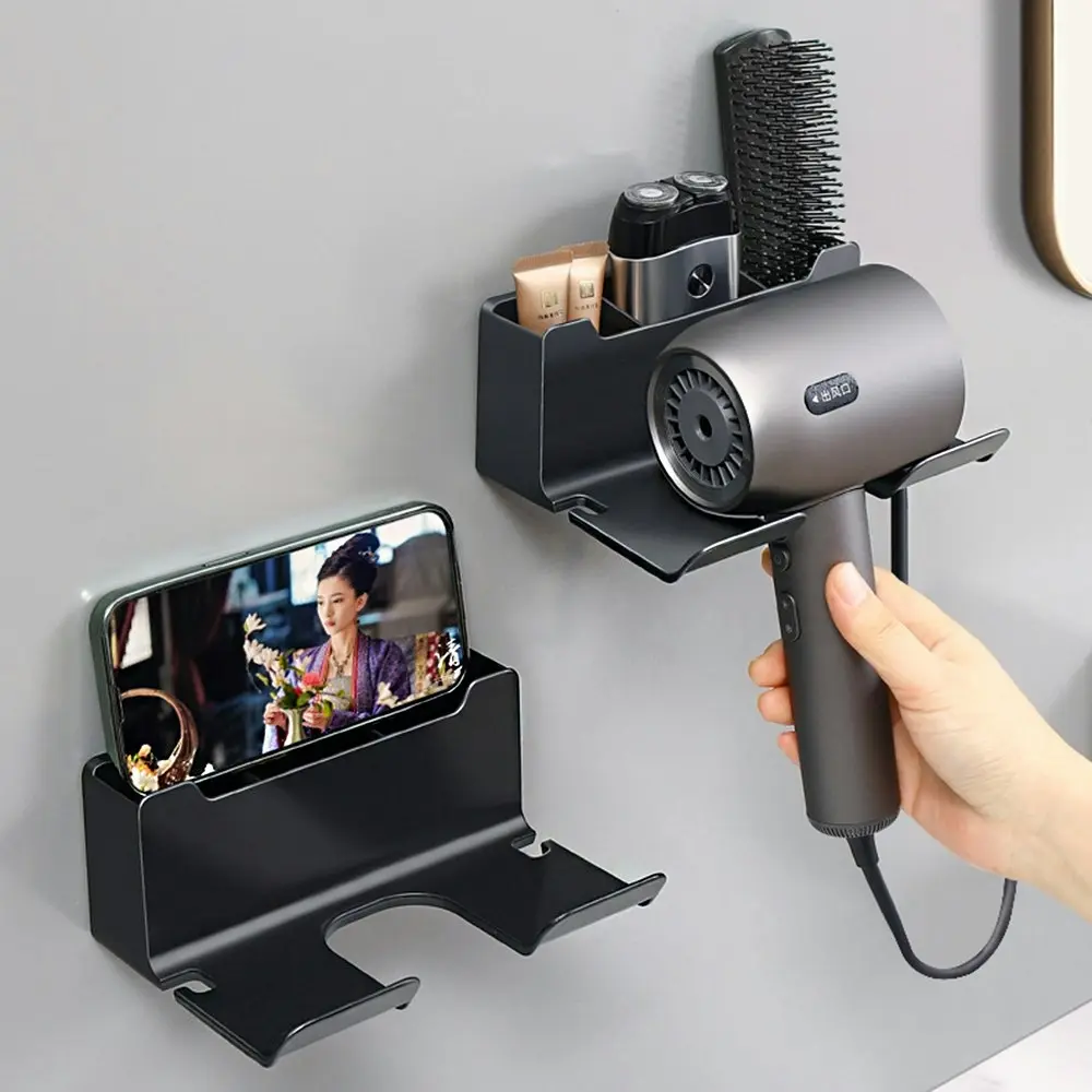 2Pcs Wall Mounted Hair Dryer Bracket Bathroom Shelf Toilet Hair Dryer Rack - Home & Garden