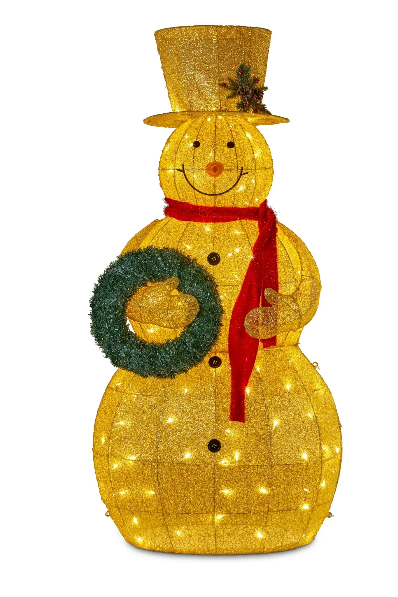 Christabelle 150cm Gold Outdoor Christmas Snowman with Lights - Home & Garden