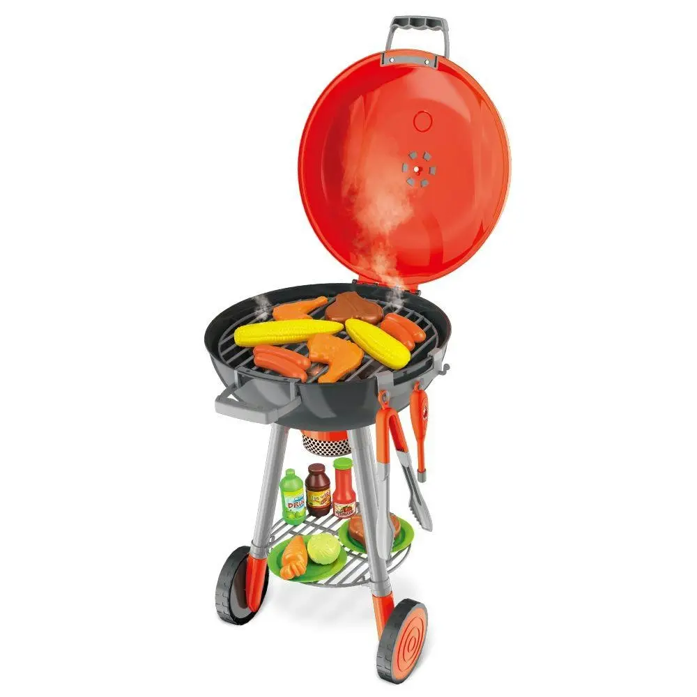 Ausway Kids Pretend BBQ Grill Barbeque Playset Toy Set with Sound LED Light Smoke 79x30x35.5CM - Toys & Games