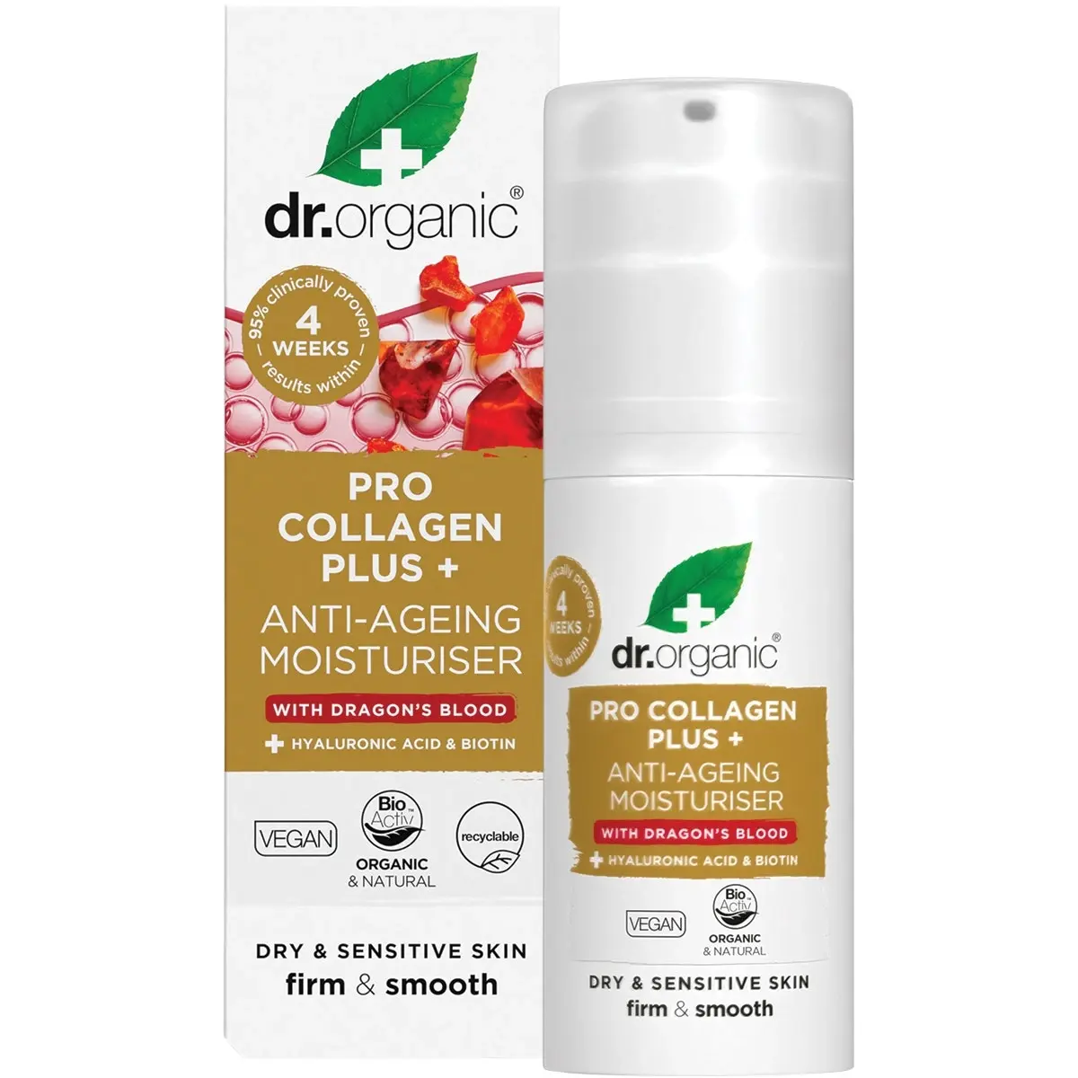 DR ORGANIC Pro Collagen Plus+ Anti Aging Moisturiser With Dragons Blood 50ml - Beauty