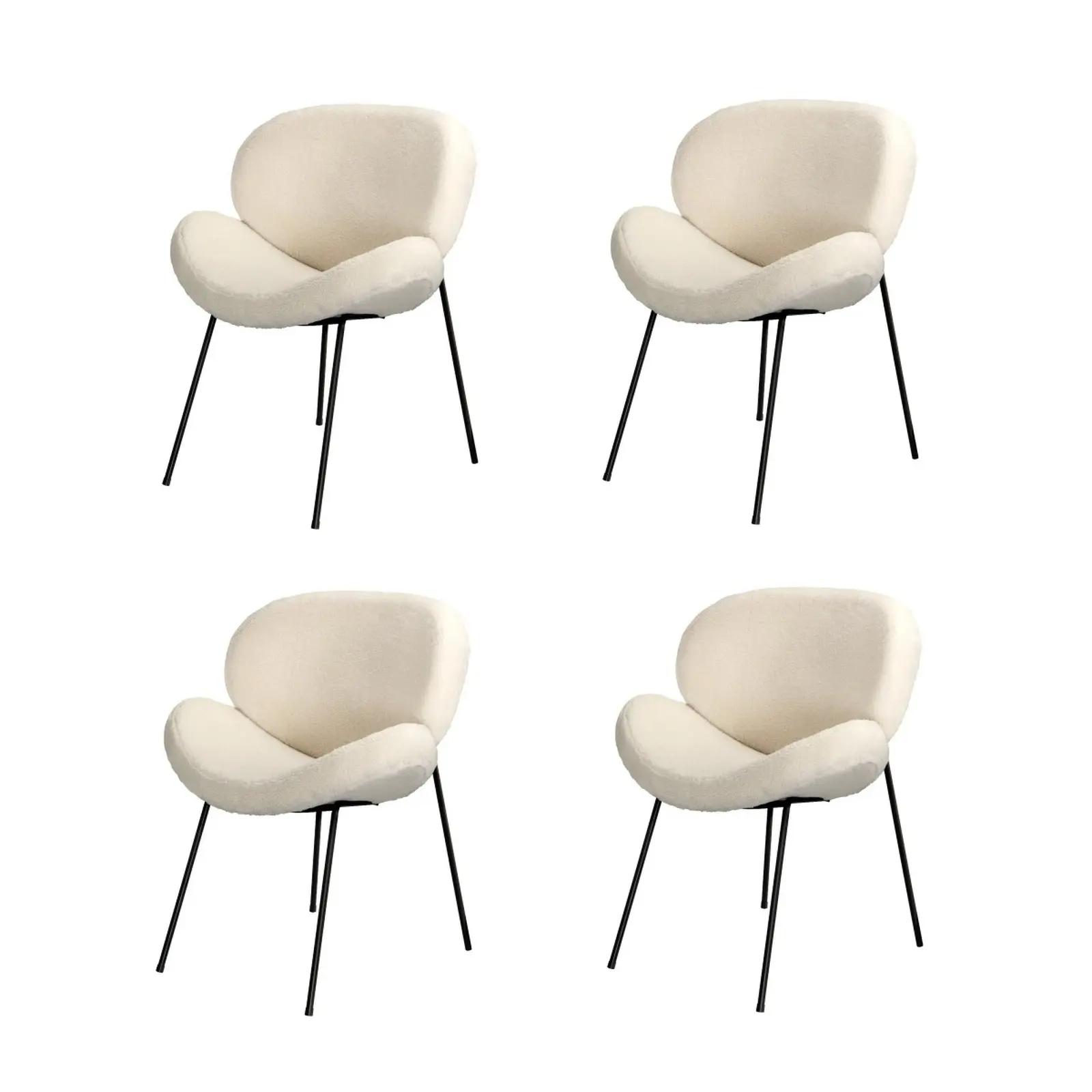 Oikiture 4x Armchair Dining Chair Accent Chairs Tub Armchairs Sherpa White - Shop Dining Chairs & Bar Stools