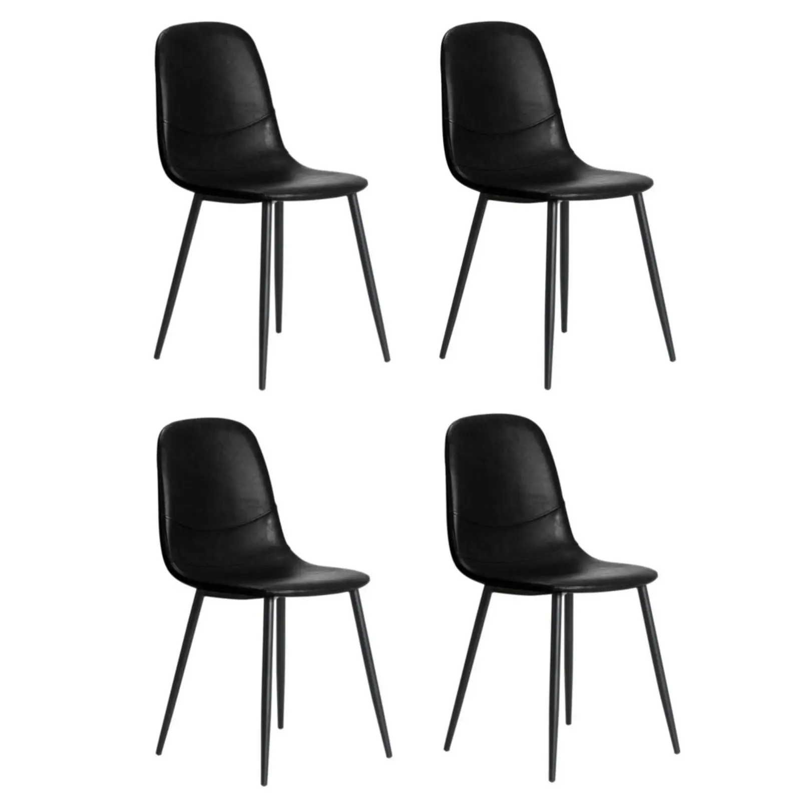 Oikiture 4x Dining Chairs Kitchen Accent Chair Lounge Room PU Leather Black - Furniture