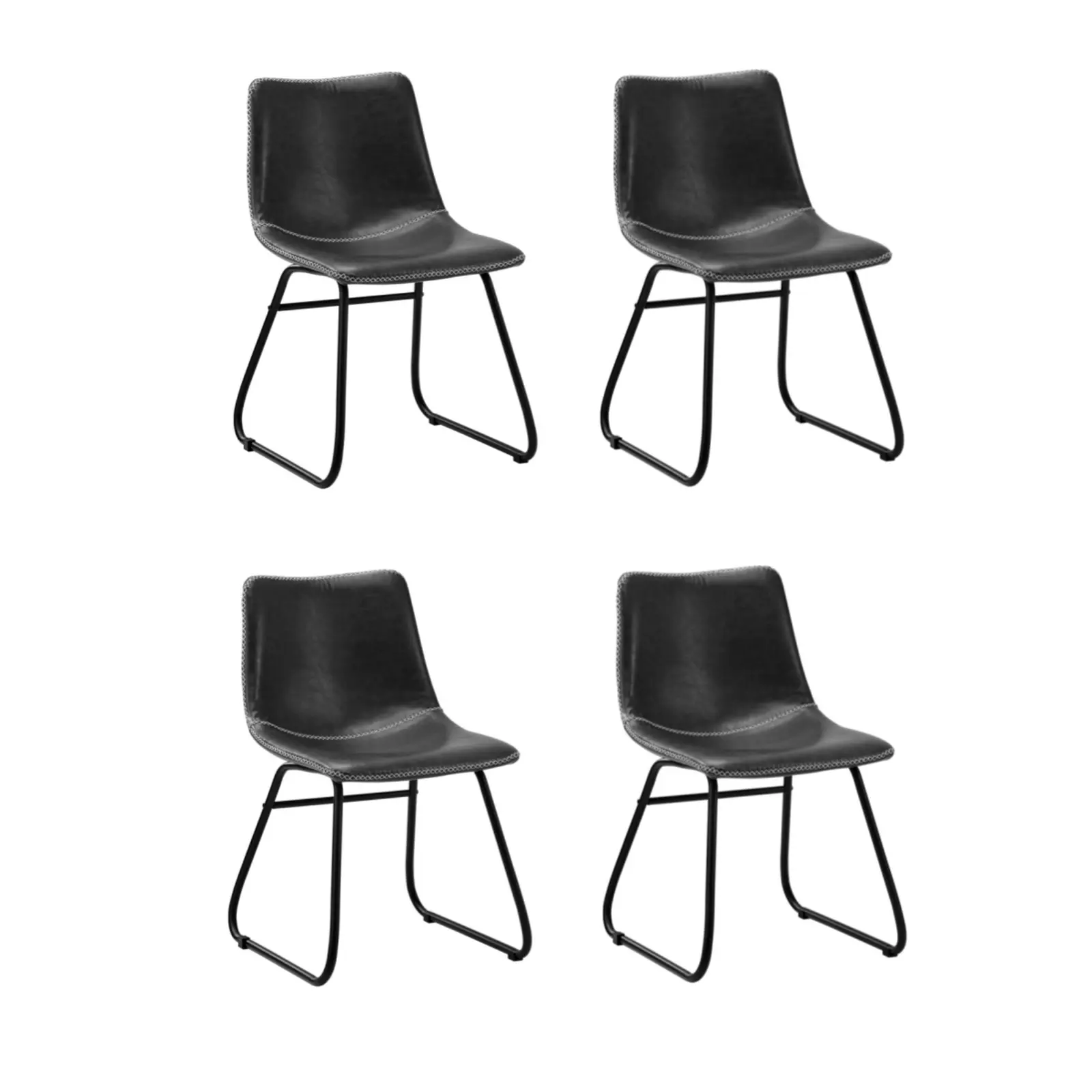 Oikiture 4x Dining Chairs Kitchen Table Chair Lounge Retro Padded Seat PU Grey - Shop Dining Chairs & Bar Stools