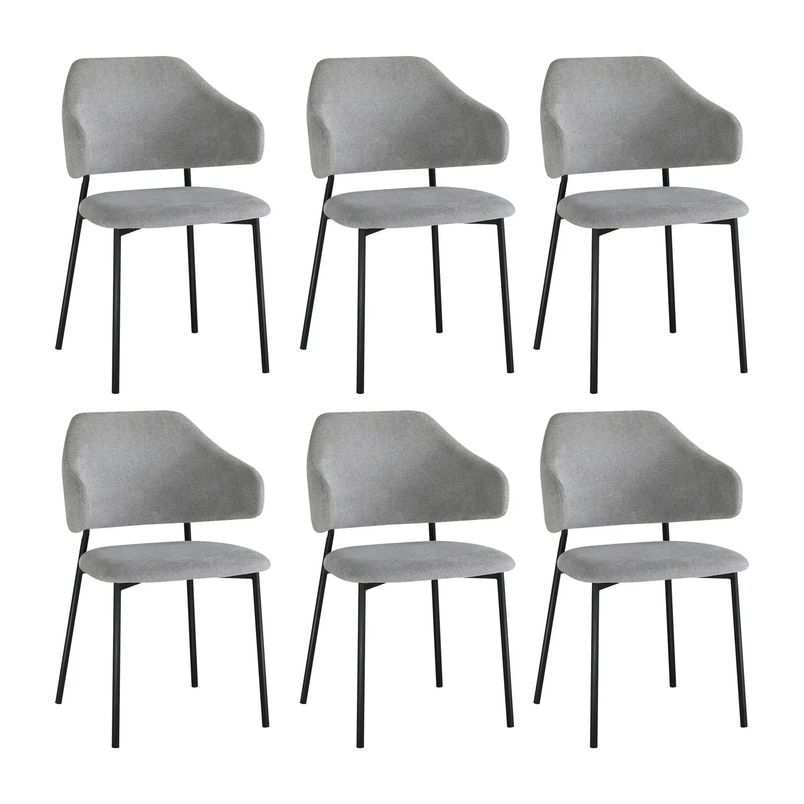 Oikiture 6x Armchair Dining Chair Accent Chairs Tub Armchairs Fabric Grey&Black - Furniture