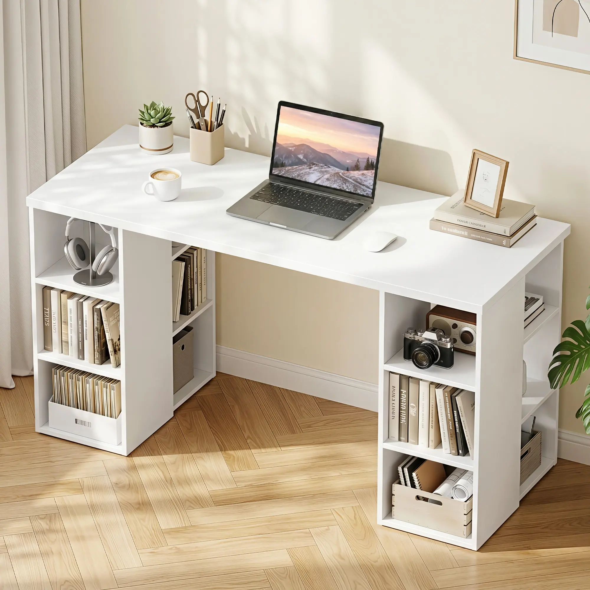 Artiss Computer Desk Bookshelf White 150CM - Furniture