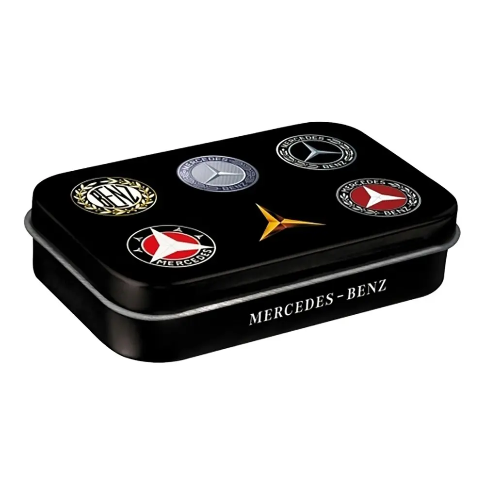 Nostalgic Art 10cm Metal Tin Mint Box XL Mercedes Benz Logo Evolution Hard Candy - Groceries