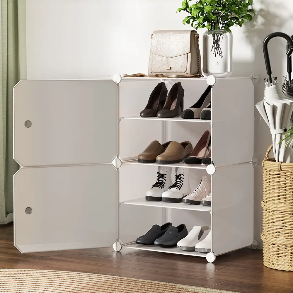 Artiss Shoe Rack DIY Set of 2 Storage Cube Stackable White - Home & Garden