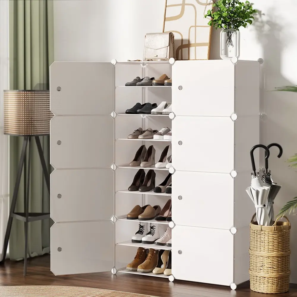 Artiss Shoe Box DIY Set of 8 Storage Cube Stackable White - Home & Garden