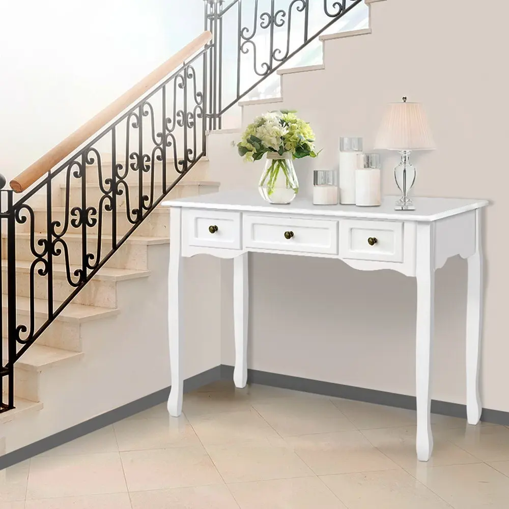 Artiss Console Table 3 Drawers White Hamptons - Furniture