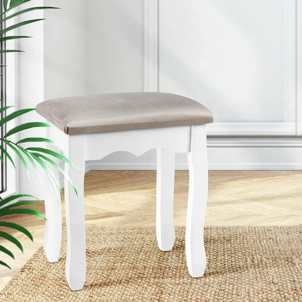 Artiss Dressing Table Stool Velvet Grey - Furniture
