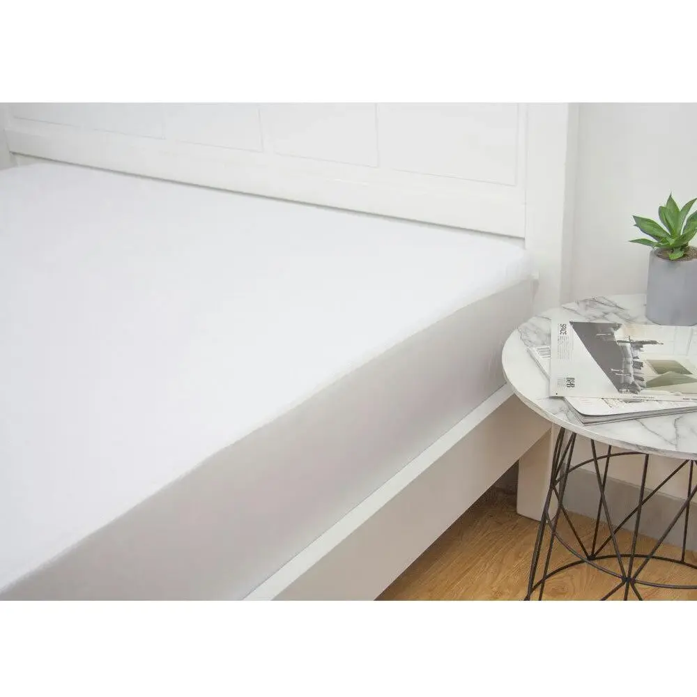 Ardor Waterproof Towelling Mattress Protector Queen Bed Fitted Cotton White - Furniture