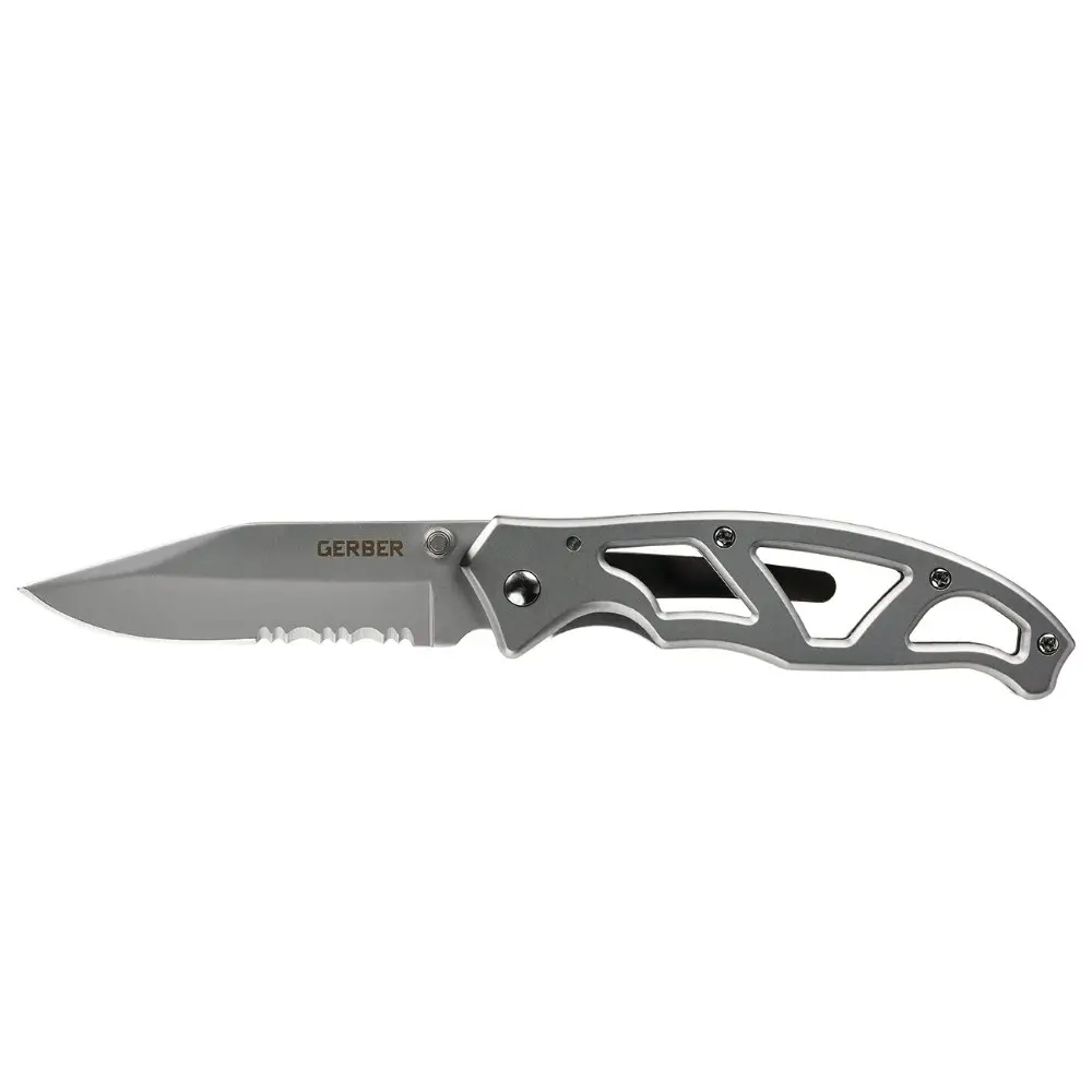 Gerber Paraframe I Clip Serrated Blade Folding Knife Stainless Steel | 22-48443
