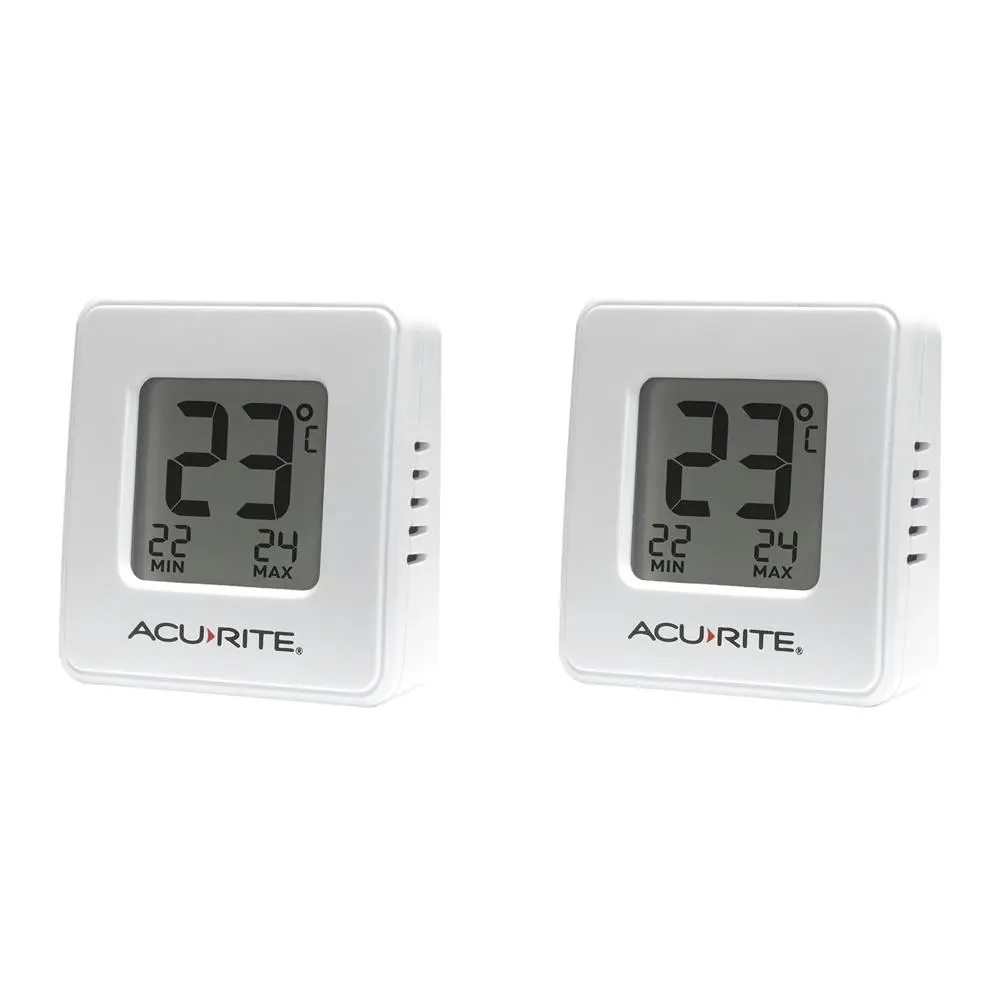 2x AcuRite Compact Indoor Digital Thermometer Home Temperature Wall Mounted - Home & Garden